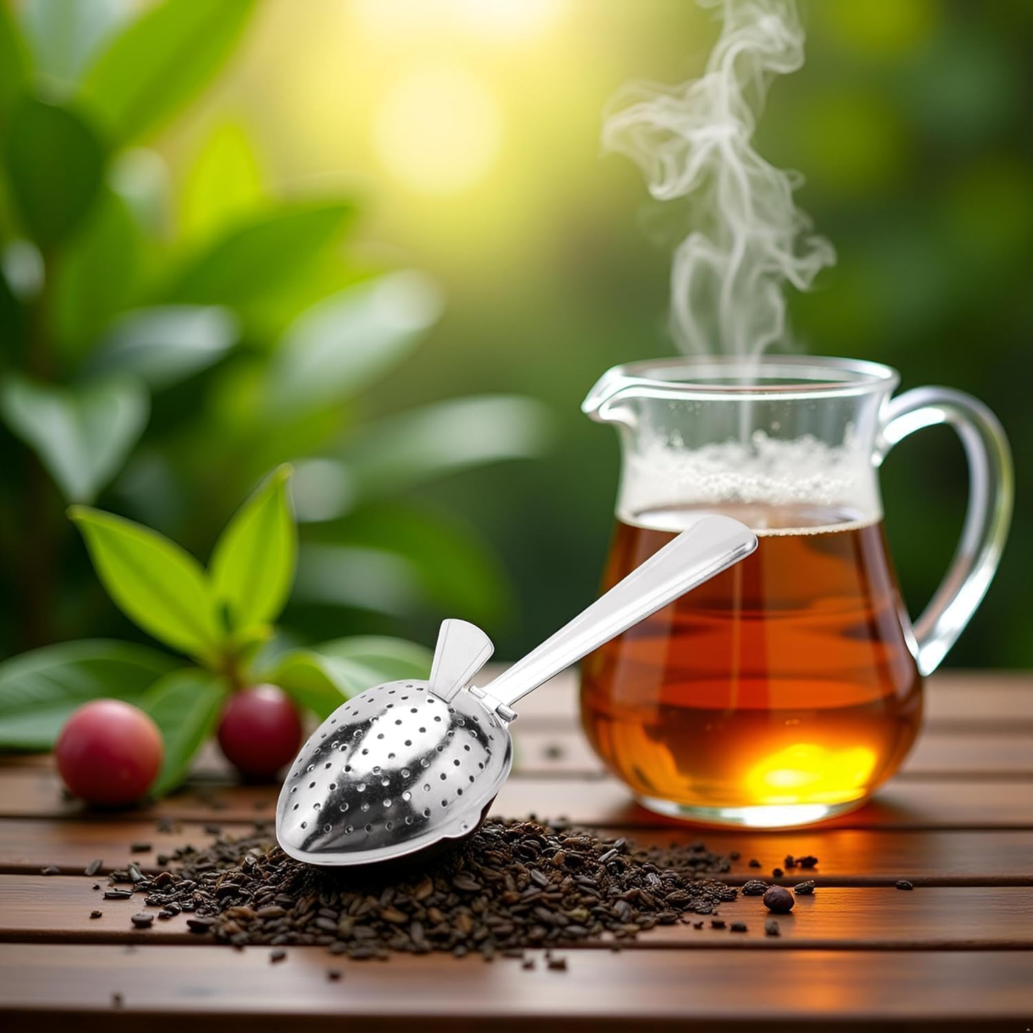 Heart Tea Infuser for Loose Leaf Tea Steeper, Long Grip Tea Filter with Secure Clasp, Stainless Steel Heart Shaped Tea Infuser Spoons, Easy to Use, Home and Kitchen