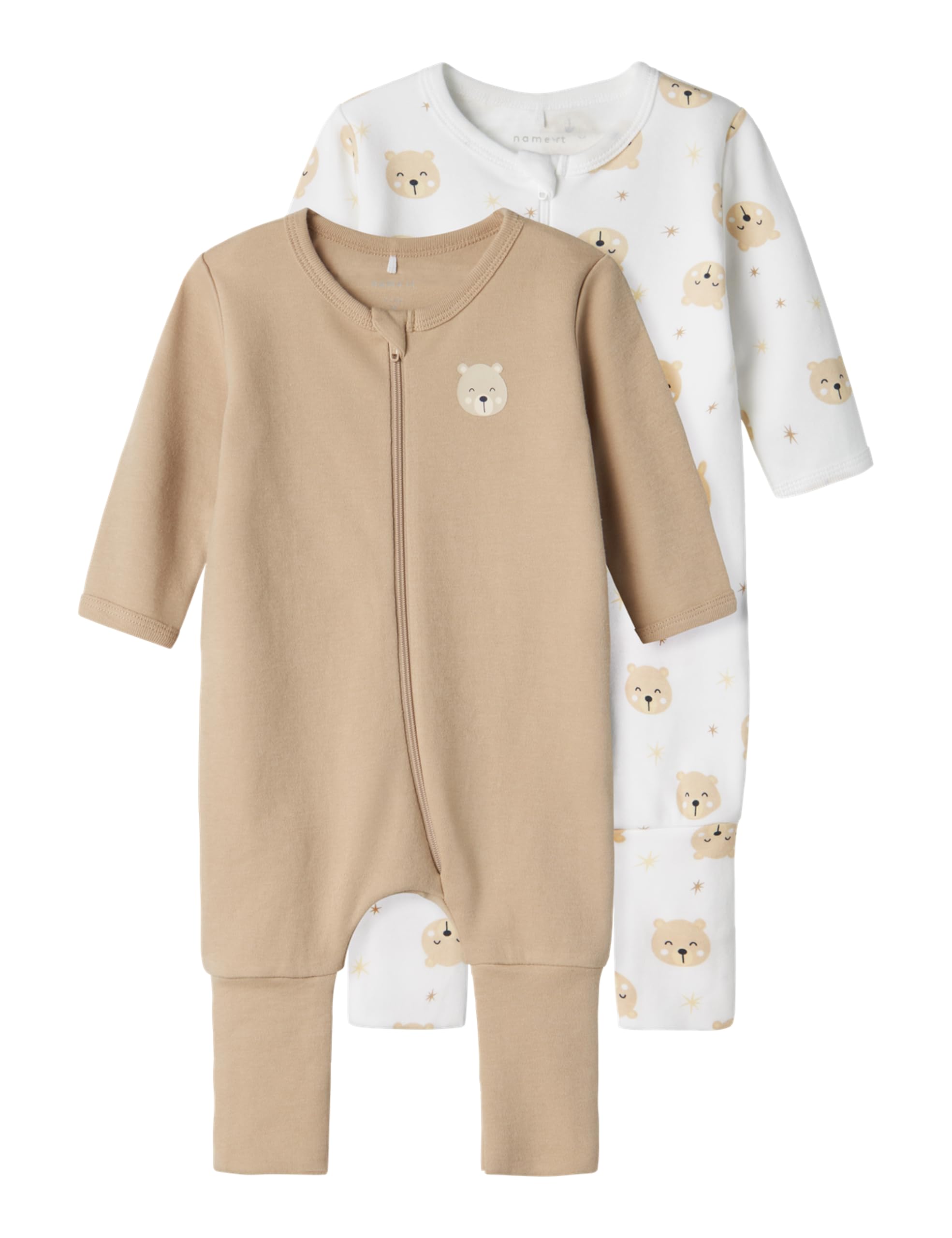 Name IT Nbnnightsuit 2p Zip FF Oxford Bear Noos Foot Mixte bébé (Lot de 2)