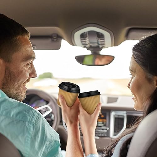 Vista 6 de Uiifan 100 Set 4oz Disposable Espresso Cups with Lids Ripple Corrugated Paper Disposable Coffee Insulated Hot Ripple Cups for hot Chocolate, Tea