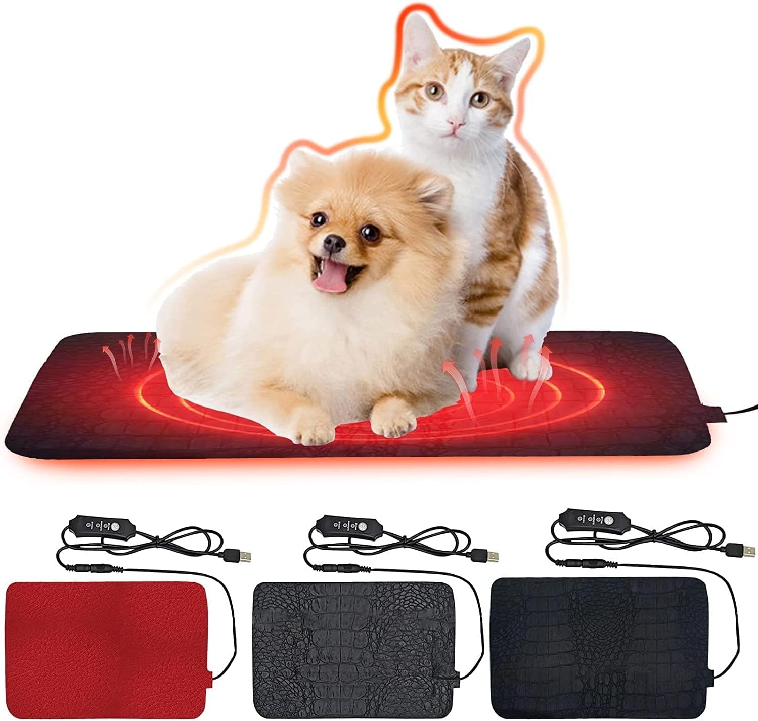 Reptile Heat Mat Pet Dog and Cat Heating Pad, USB Waterproof Three-Speed Temperature Adjustment Climbing Heating Pad, Suitable for Mammals and Reptiles