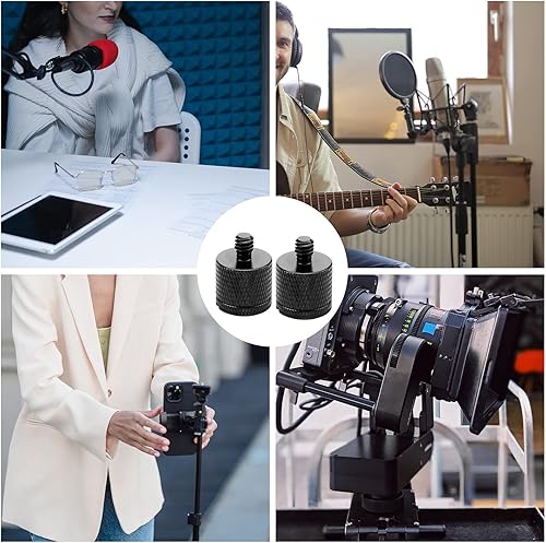 Miniatura 7 de AIEX Adaptador de rosca de micrófono, adaptador de soporte de micrófono para monitor de cámara, soporte de micrófono, 58 hembra a 38 macho, 38