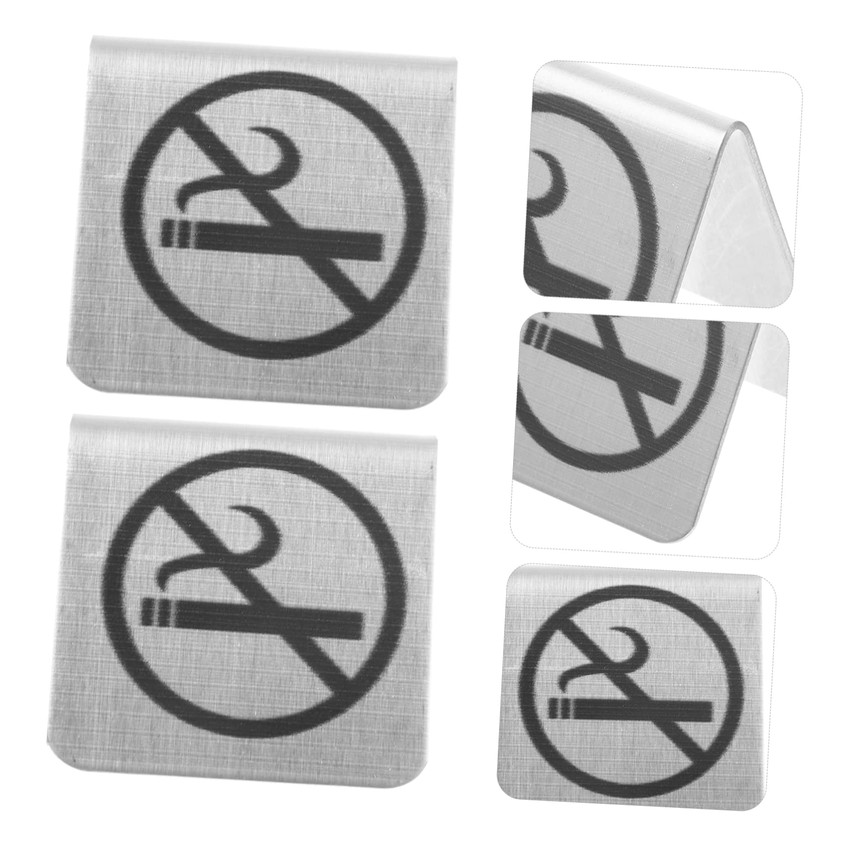 SOLUSTRE Edelstahl Nichtraucher Schild Doppelseitig 2X2 Zoll Rauchverbotsschild Tischplatte Für Büro Und Gastronomie Innenbereich Kompaktes No-Raucher-Tischschild