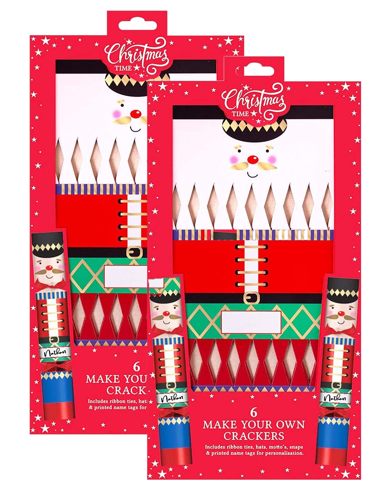YöL 12 x Make Your Own Christmas Crackers Nutcracker DIY Kit Empty Party Craft