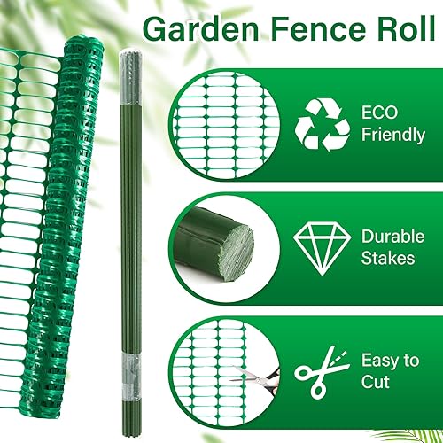Miniatura 6 de Plastic Fencing Temporary Fence,Snow Fence 4x100 with Stakes,Garden Fencings Plastic with Poles,Reusable Safety Fence,Construction Fence,Garden