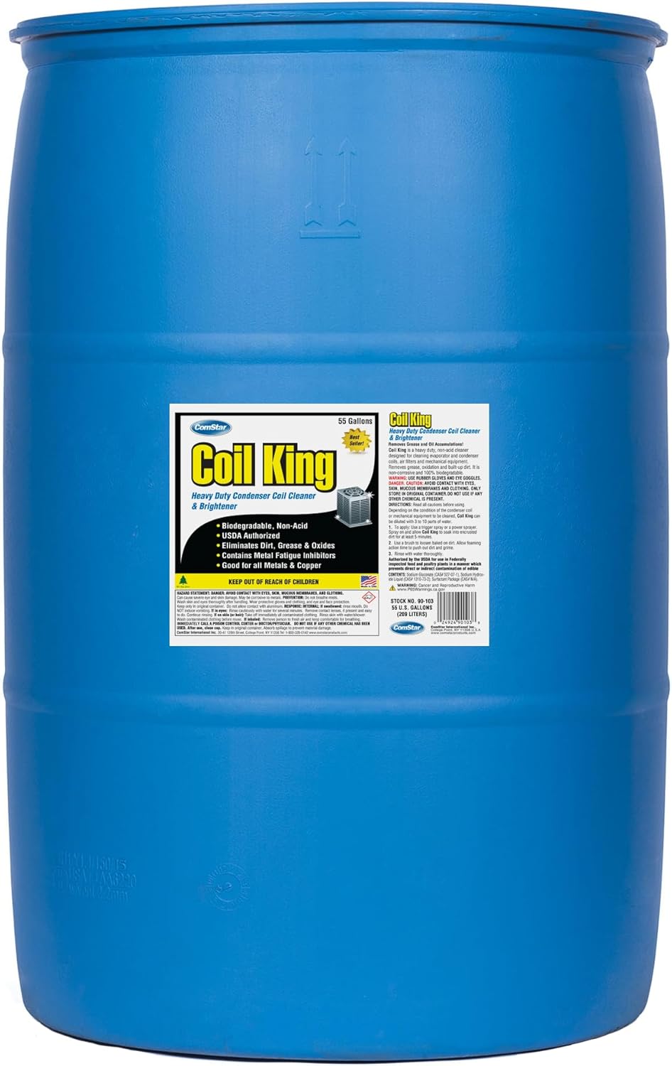 ComStar Coil King, Heavy Duty Foaming Condenser Coil Cleaner & Brightener, Alkaline, Non-Acid Cleaner for Finned Tubes, Air-Cooled Condenser Coils, Made in USA, 5 Gallons (90-102)