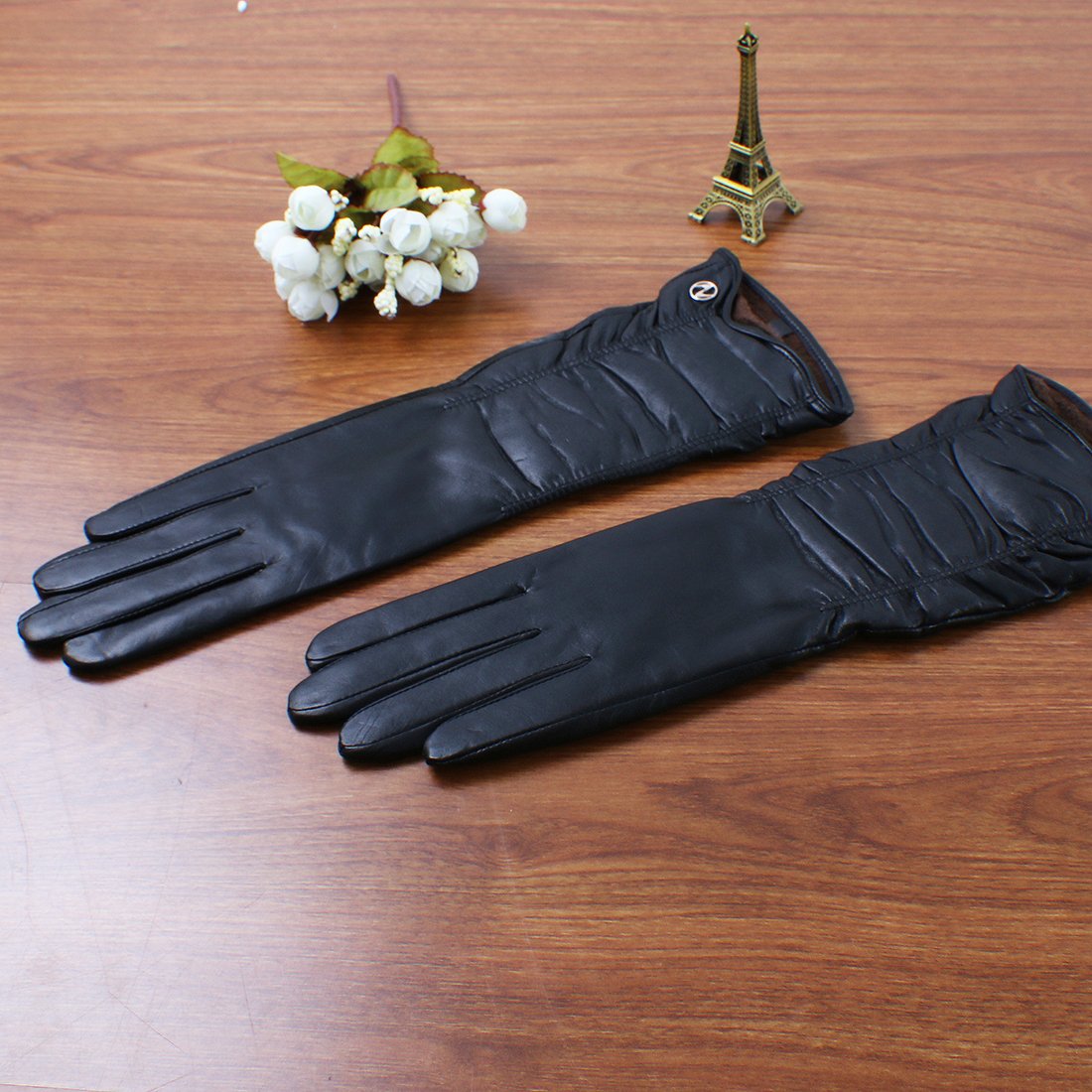 des gants en cuir d'agneau italien hiver chaud simple garniture de longue toison gants