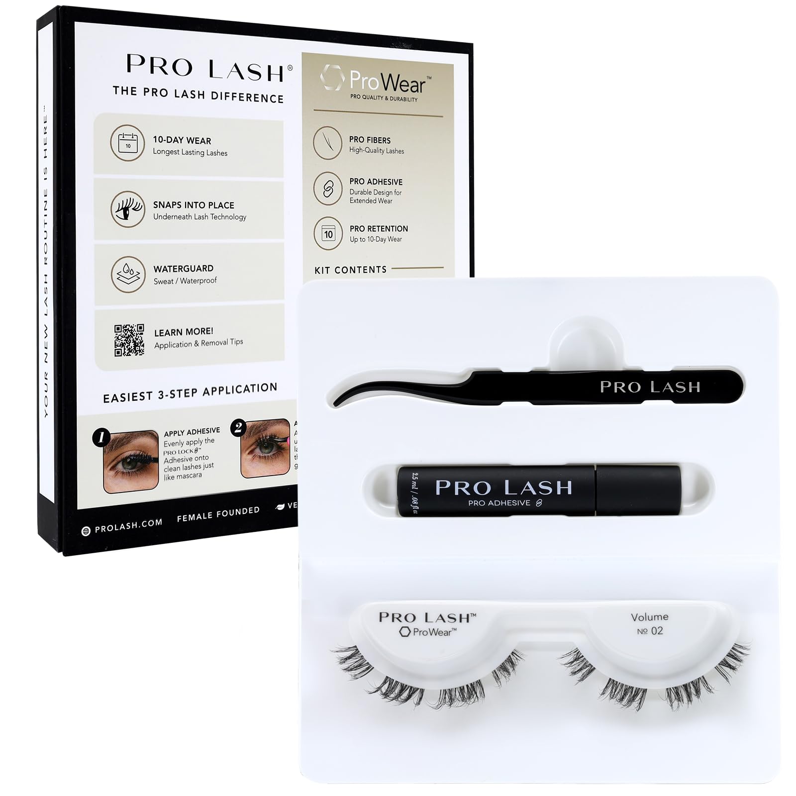 Pro Lash ProWear Mini Lash Clusters Kit - Easiest to Apply Lashes - 10-Day Cluster Eyelash Extensions - False Eyelashes Plus Adhesive and Tweezers -
