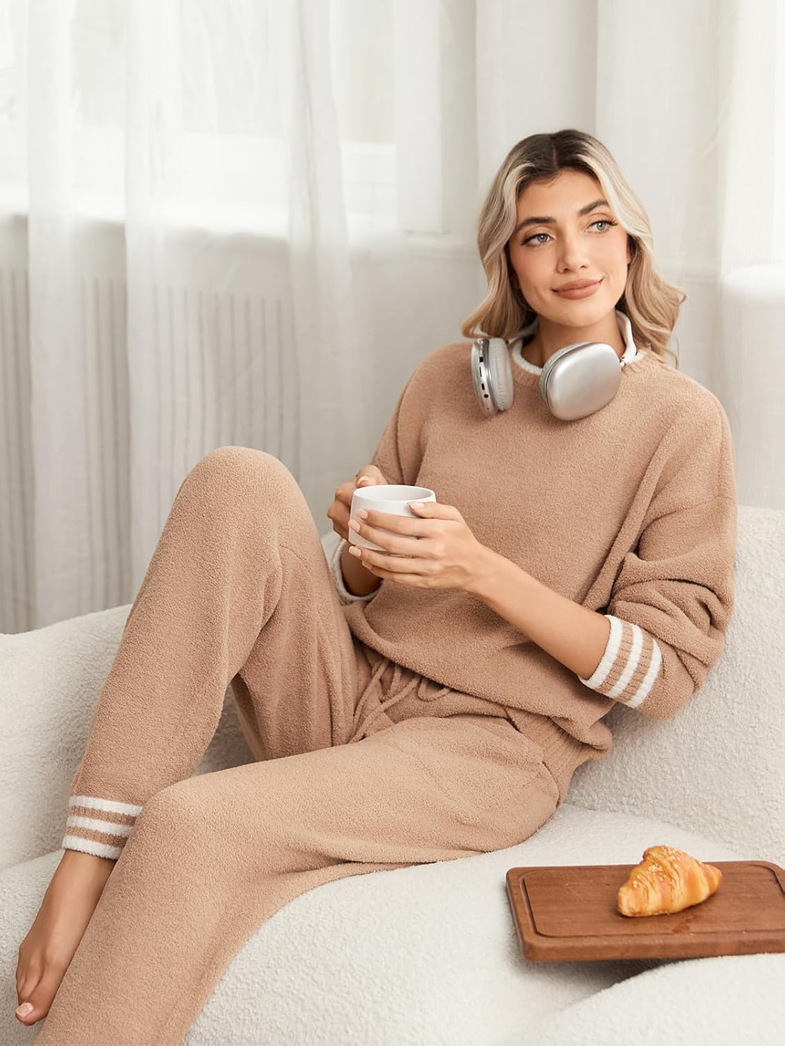 Snuggle Sac Ultrasoft Women's Pajama Set, Cozy Warm Fleece Loungewear Long Sleeve 2-Piece PJs for Winter - Image 7