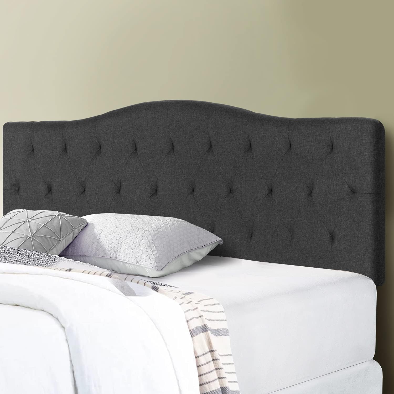 VECELO Upholstered Diamond Tufted Headboards Fabric Modern