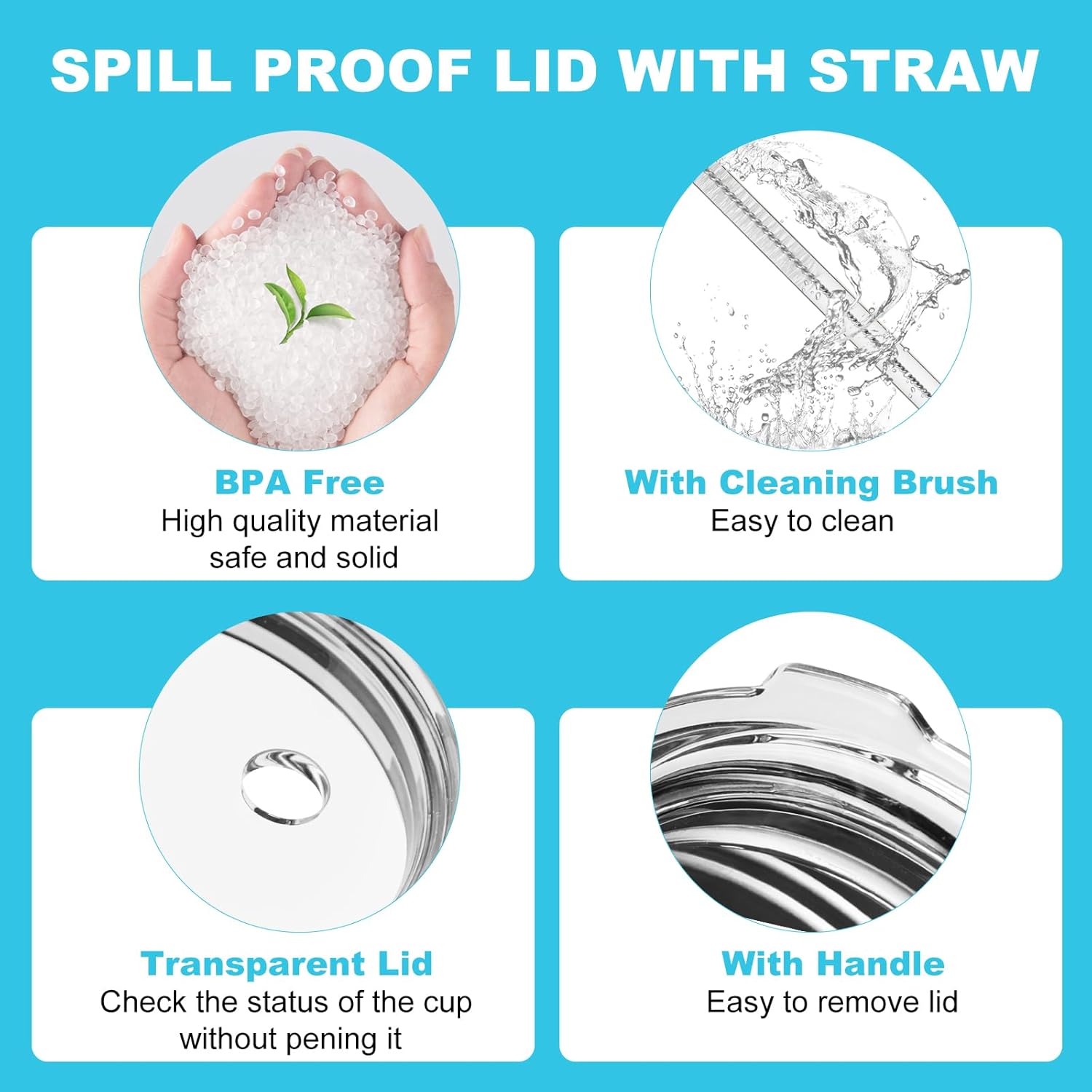 30 oz Tumbler Straw Lid for YETI, 2 Pcs Replacement Lids for Rambler 30 oz Tumbler, 26 oz Cup, 35 oz Straw Mug, Spill Proof Top with Brush, BPA Free and Shatter-proof - Image 6