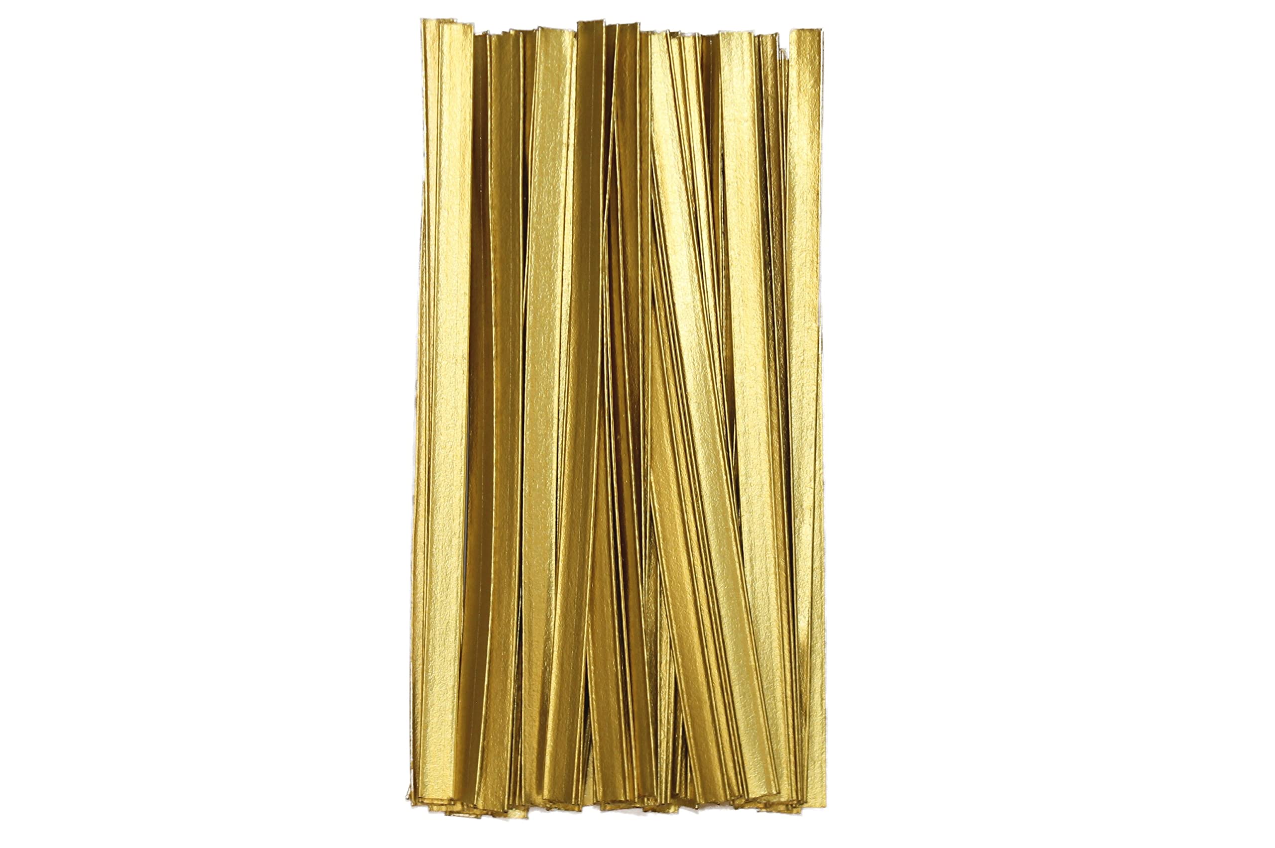 1000 Clip Di Chiusura Per Sacchetti Oro 150x8 Mm Con Filo Metallico - Ideali Per Confezioni Regalo, Biscotti E Bomboniere
