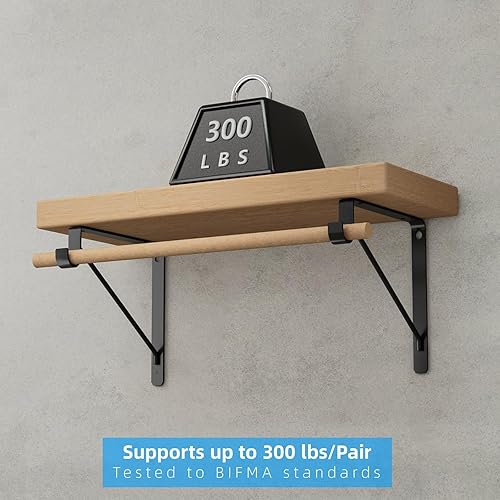 Miniatura 3 de Paquete de 4 soportes para barra de armario, soportes de estante de armario de 10.8 x 10.8 pulgadas, resistentes para montaje en pared, soporte de