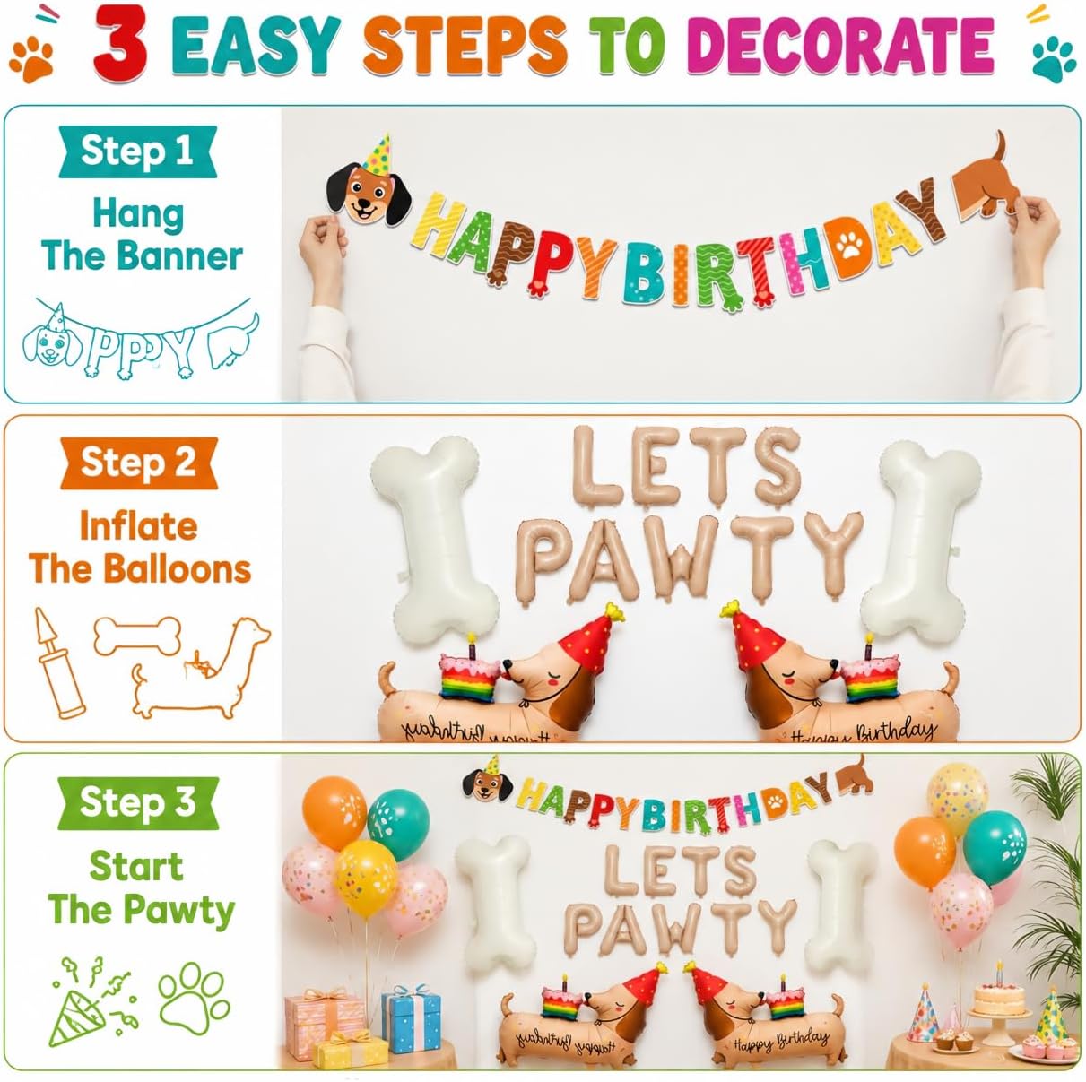 Dachshund Birthday Decorations - Weiner Dog Balloon & Banner Set image 3