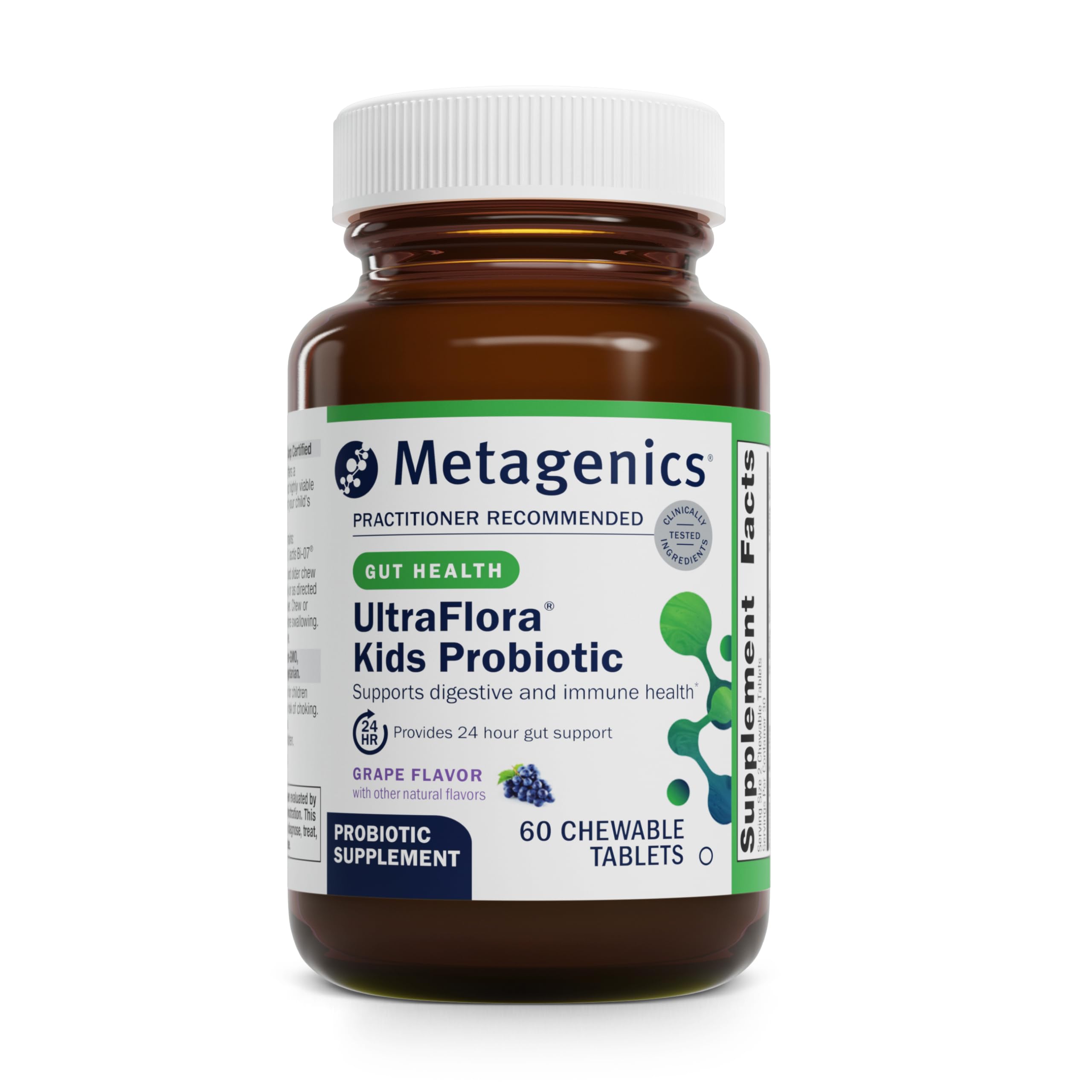 Metagenics UltraFlora Kids Probiotic - 10 Billion CFU - Children's Probiotic Blend - Digestive Health & Immune Health* - for Ages 3 & Up - 60 Tablets