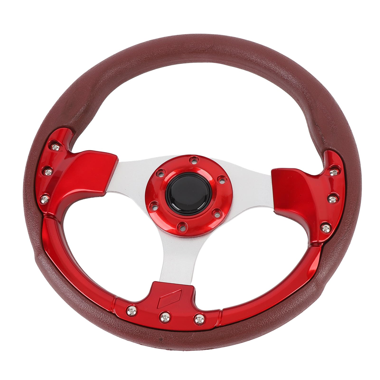 13-calowa kierownica z PU, odporna na wstrząsy sportowa kierownica samochodowa z 6-otworowym adapterem, wygodna i trwała aluminiowa rama, stylowy design dla (czerwony)
