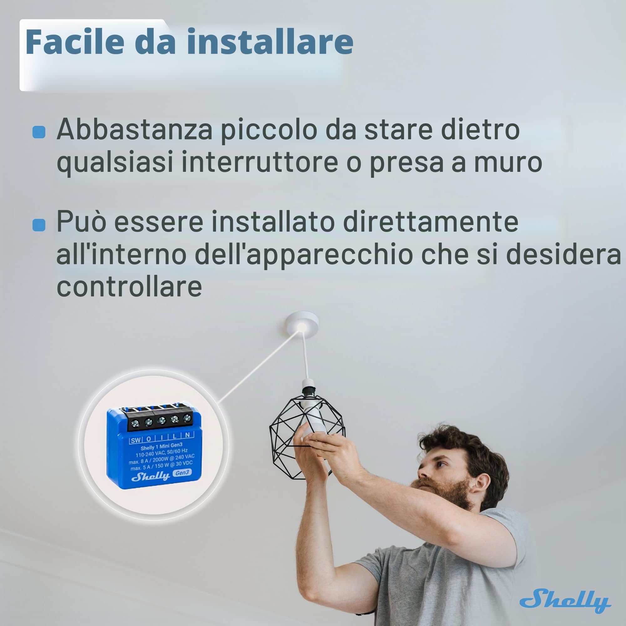 Shelly Plus 2PM e Plus 1 Mini Gen3, Interruttori Relè Intelligenti Wi-Fi e Bluetooth, 16A, 2 Canali, Controllo Smart