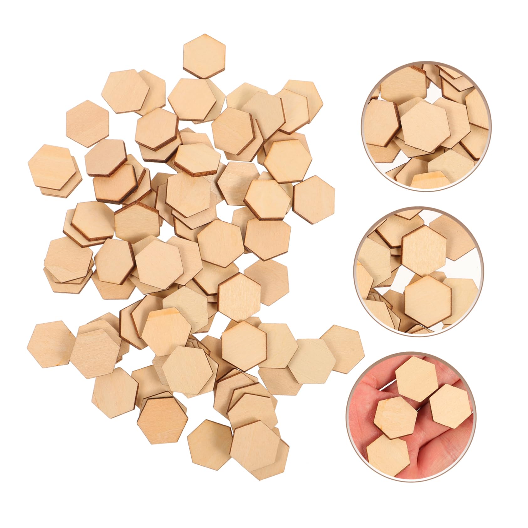 Hemobllo 100 Pezzi di Dischi in Legno Esagonali Beige, per Decorazioni Natalizie e Lavoretti Fai da Te, 20 MM, Stile Delicato