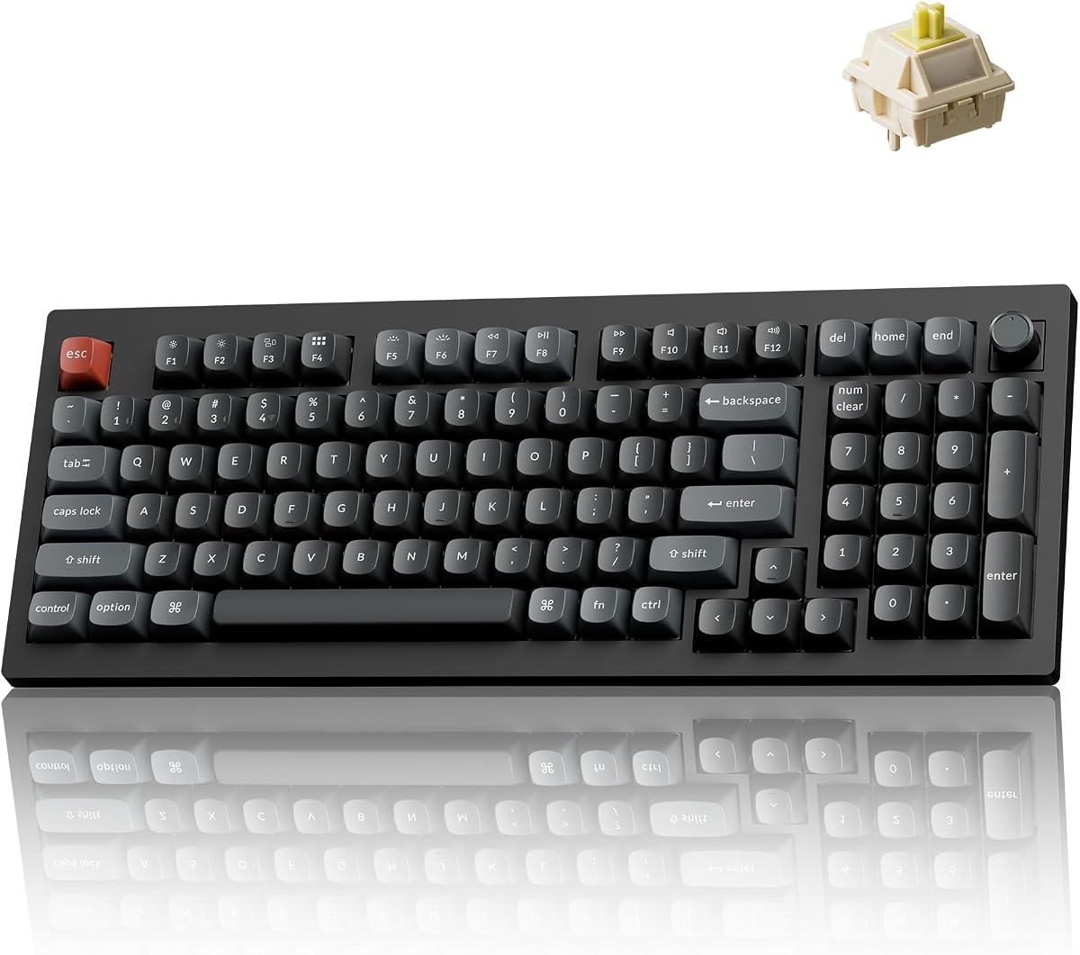 Keychron V5 Ultra 96% Wireless Mechanical Keyboard with 8000Hz Polling Rate & NKRO, Hot-Swappable RGB, Banana Switches, 97 Keys, 2.4GHz/Bluetooth/Wired, OSA PBT Keycaps, for Mac/Win/Linux - Black
