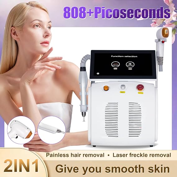 4000W high-Power White picosecond Laser Hair Removal Device, 3 wavelengths 808nm+755nm+1064nm, Freezing-Point Painless Hair Removal, Portable for Home use, Suitable for All Skin Types. (White)