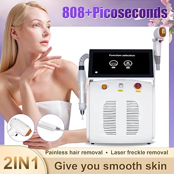 4000W high-Power White picosecond Laser Hair Removal Device, 3 wavelengths 808nm+755nm+1064nm, Freezing-Point Painless Hair Removal, Portable for Home use, Suitable for All Skin Types. (White)