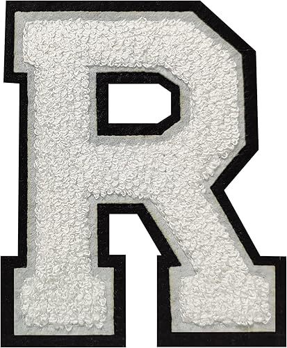 Miniatura 102 de 2 parches de letras de felpilla termo-adhesivas de 4.5 pulgadas, parches de letras universitarias con puntada de felpilla roja/blanca para ropa (H)