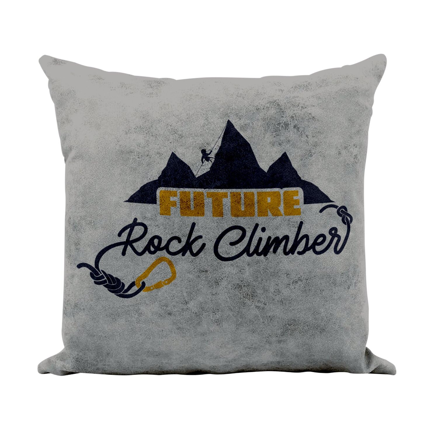 Coussin similicuir gris 40x40 cm Future Rock Climber housse taie sport outdoor