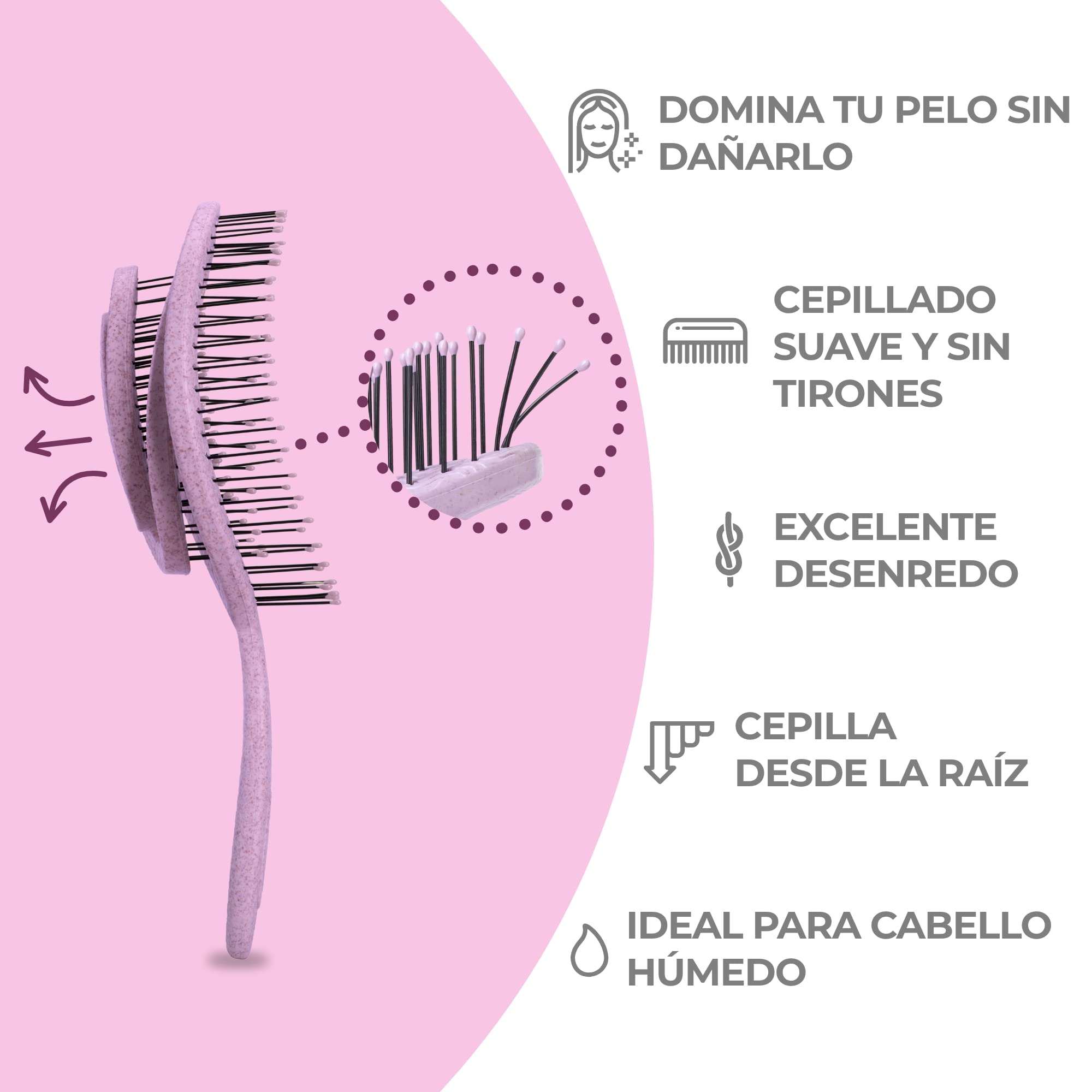 Ninabella Cepillo Pelo Antitirones - Cepillo Pelo Mojado Antirotura para Mujer y Hombre - Peine Antienredos Niños y Niñas - Cepillos para Alisar Cabello Rizado Liso o Mojado