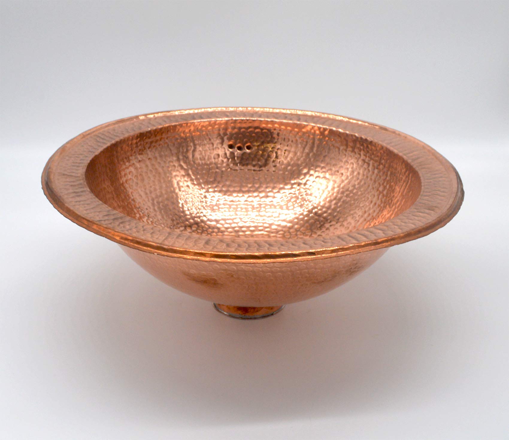 Round Red Copper Handmade Moroccan Bathroom Sink Basin - Hammered Plain - Ø 39 H 14 cm