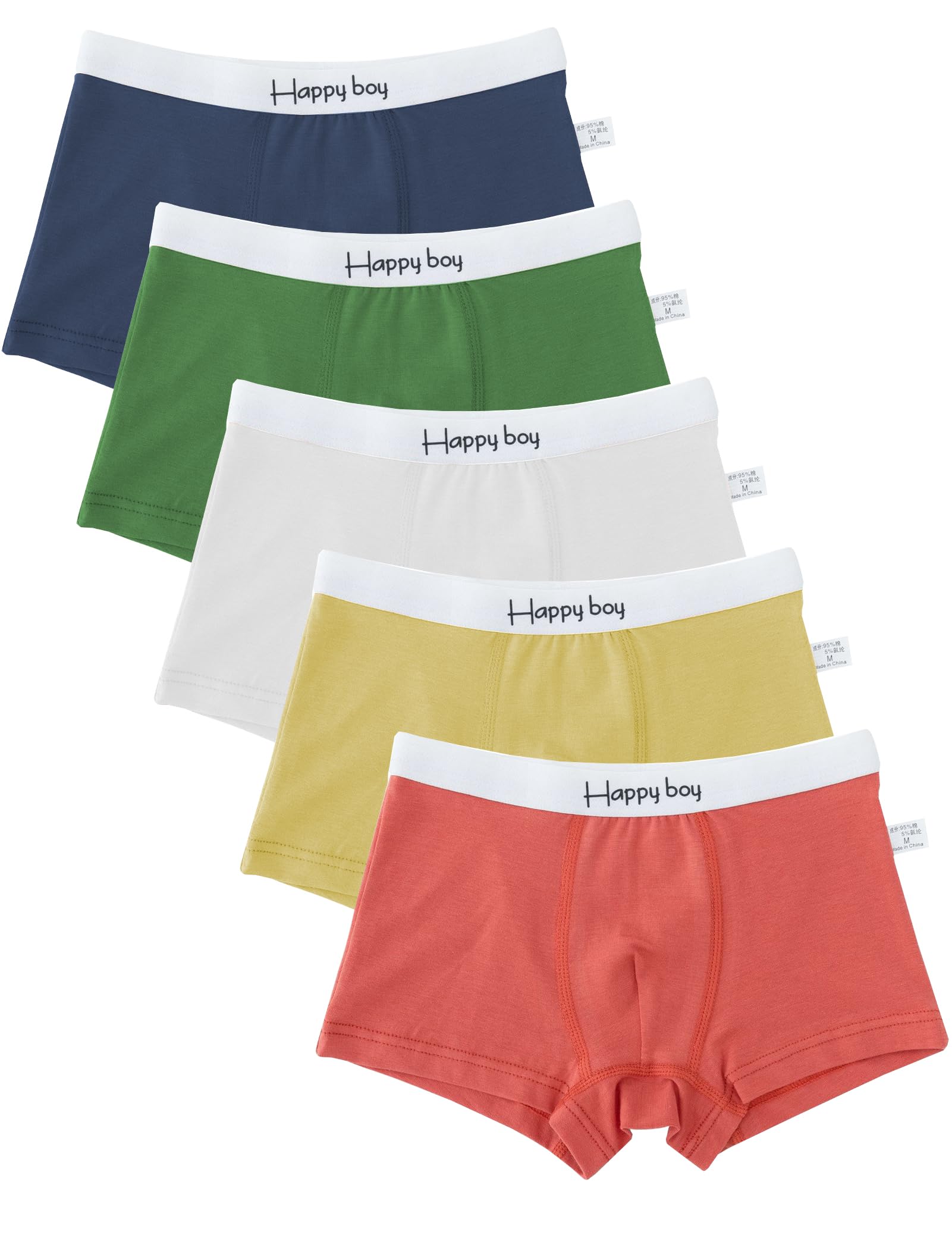 Kiench Boys Boxer Briefs Cotton Underwear Basics Pack of 5