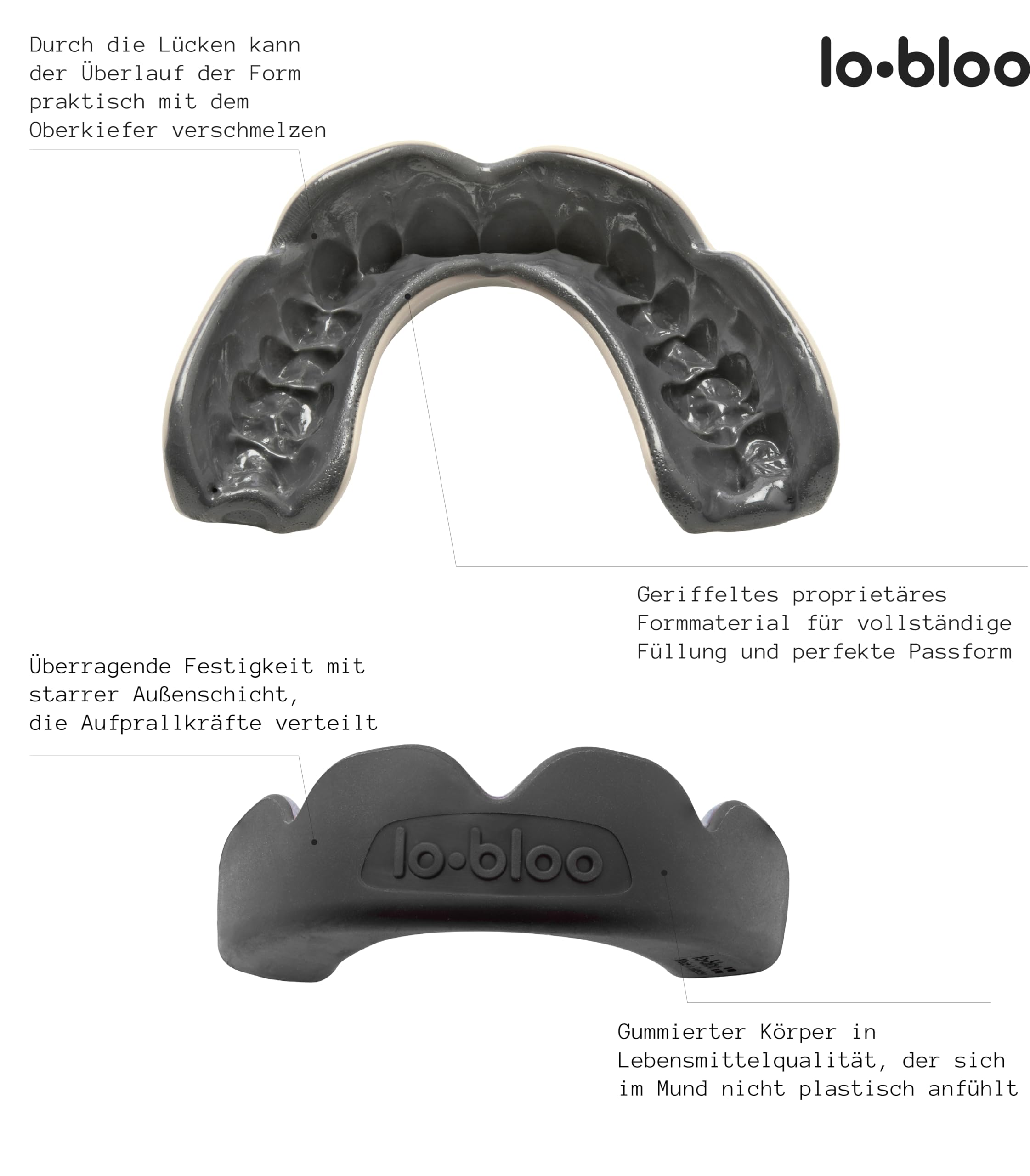 lobloo SLICK Zahn-/Mundschutz Kampfsport für Hoch-Kontakt-Sport wie MMA Hockey Fußball Rugby, Dual Density Mouthguard mit doppelter Dichte, Eine Größe für Herren Damen Kinder ab +14 Jahre (Orange)