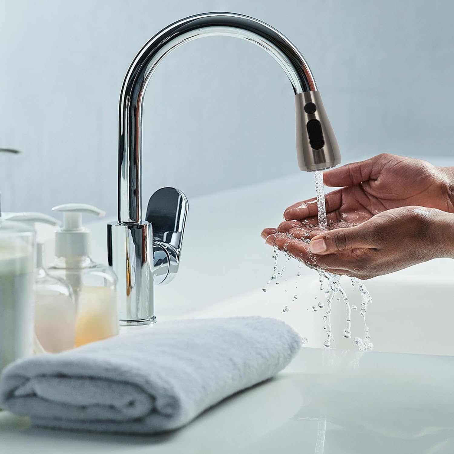 Uonlytech Faucet Handheld Shower Water Tap Shower Head Sink Sprayer Water Tap Nozzle Sink Shower Head External Sprayer Washbasin Plastic Flusher Wash Basin