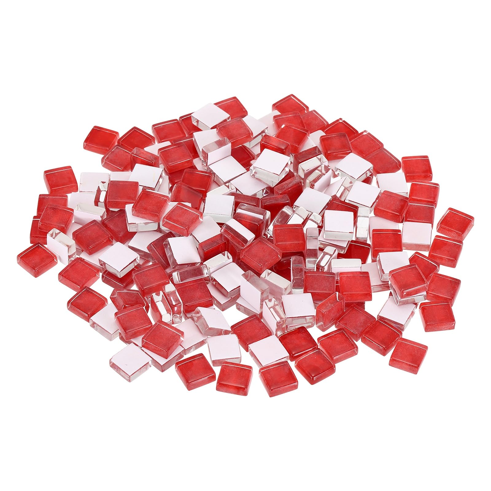 sourcing map Mosaic Tiles, 1 x 1cm Micro Glass Tiny Mini Mosaic Tile DIY Hobbies Handmade Crystal Free Stone Craft Material Creativity (Red Pack of 200)