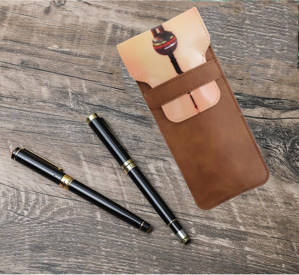 Yongkang Sublimation Pen Bag Pen Sleeve 3 Pieces (Blank Leather + Colored Leather) Capacity of 1-5 pens DIY Process (Brown)