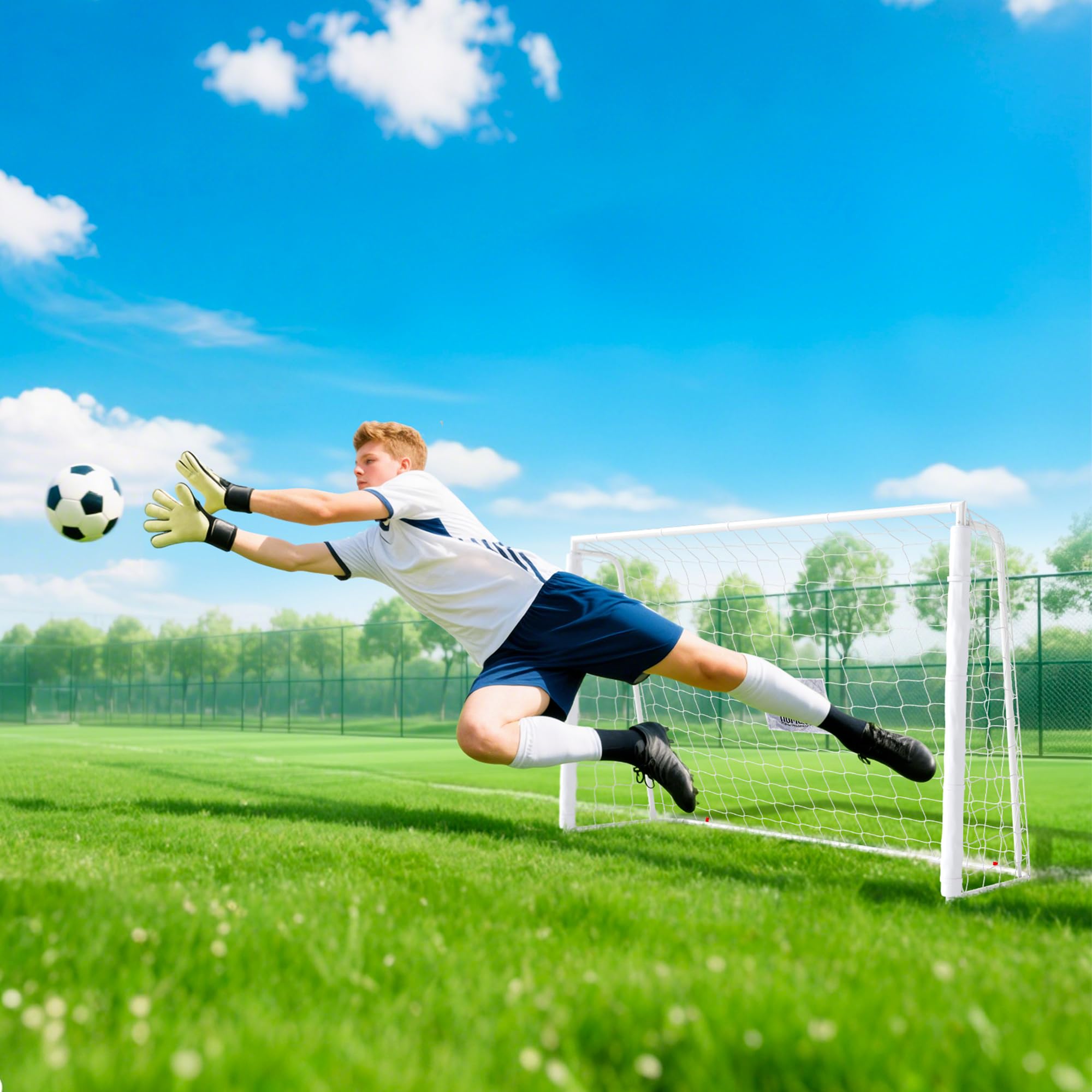 HOMCOM But de Football Cage de Foot d'entraînement 186L x 62l x 123H cm Châssis Métal Filet PE Piquets & Outil Inclus