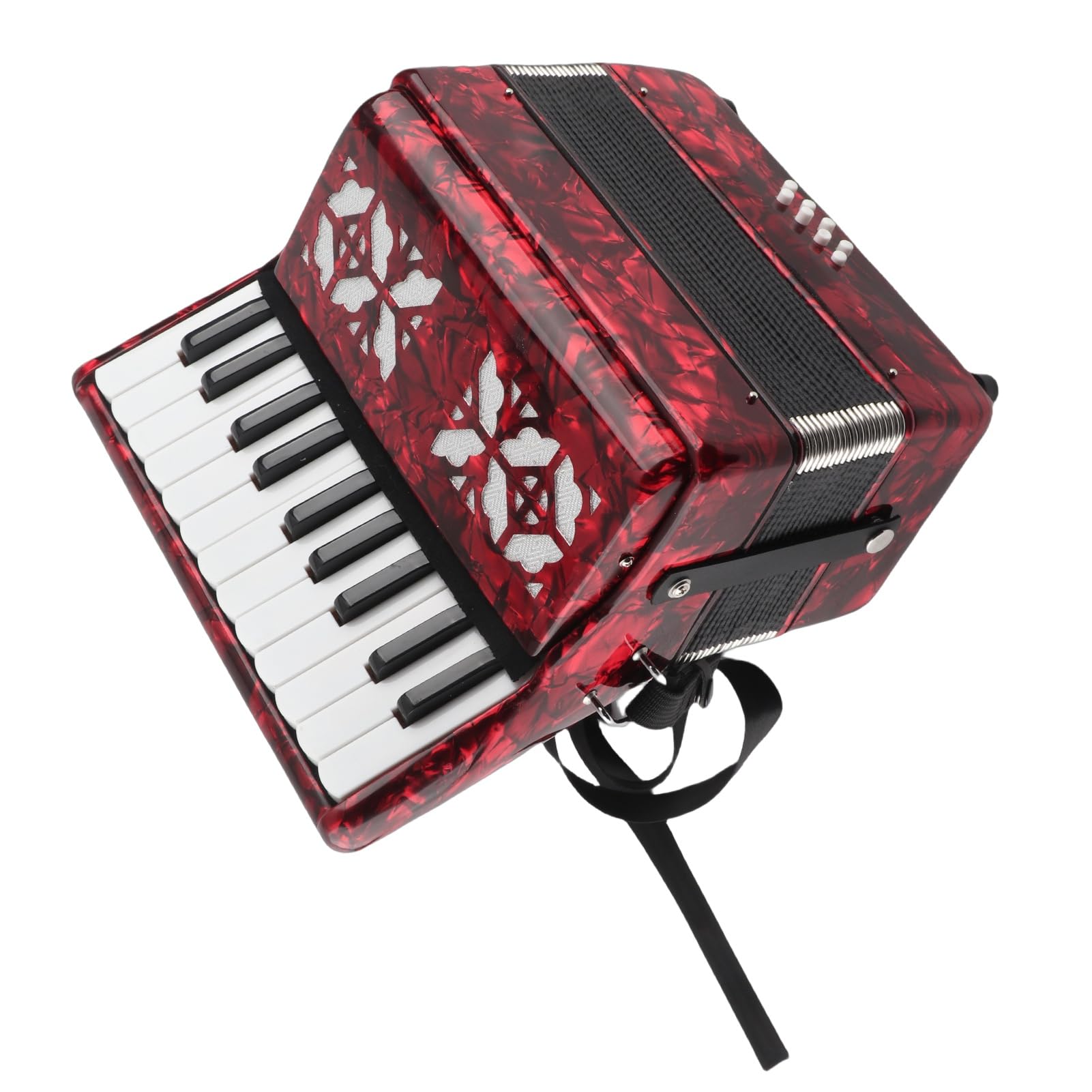 EMUKOEP Fisarmonica, Strumento Musicale per Pianoforte a 8 Bassi e 22 Tasti per Principianti, con Panno per la Pulizia e Cinturino, Design Ergonomico per Bambini e Studenti