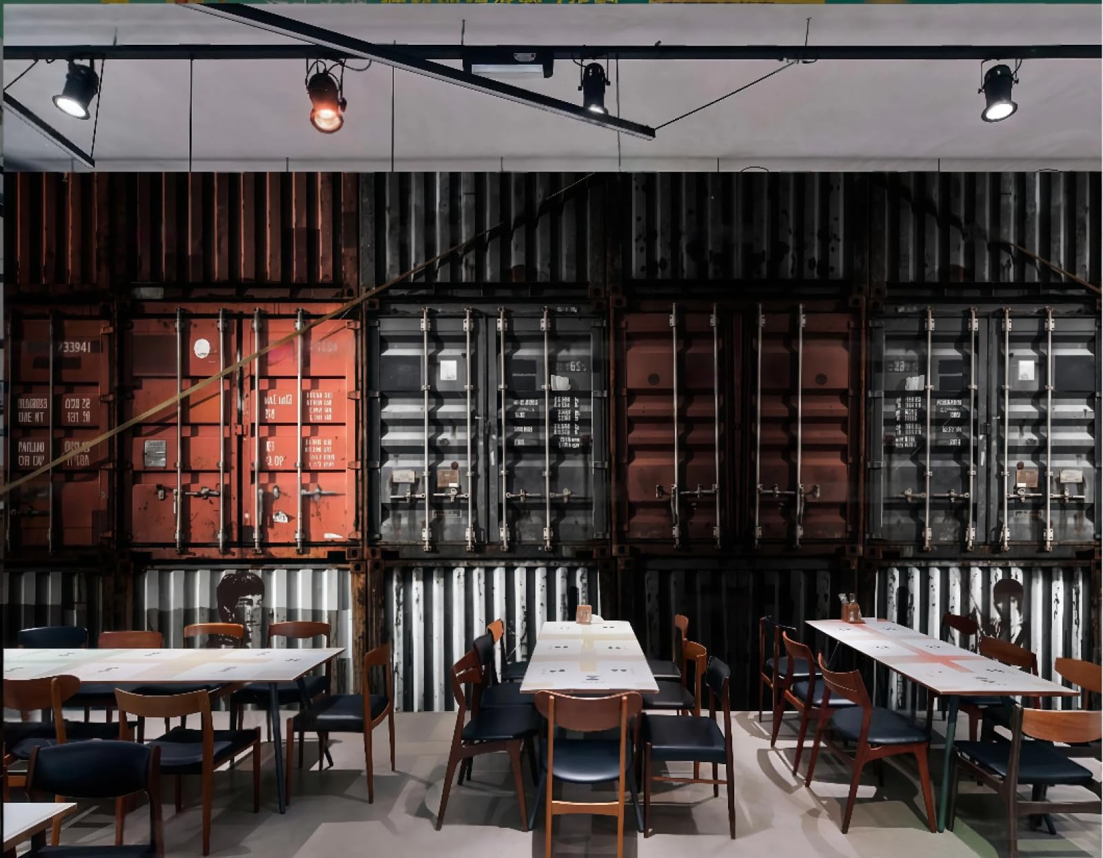 Nostalgiczna tapeta retro, metalowy pojemnik, gastronomia, bar, sklep z napojami, ściana w tle, tapeta do restauracji zachodniej, fototapeta do kawiarni, 3D, 200 x 140 cm