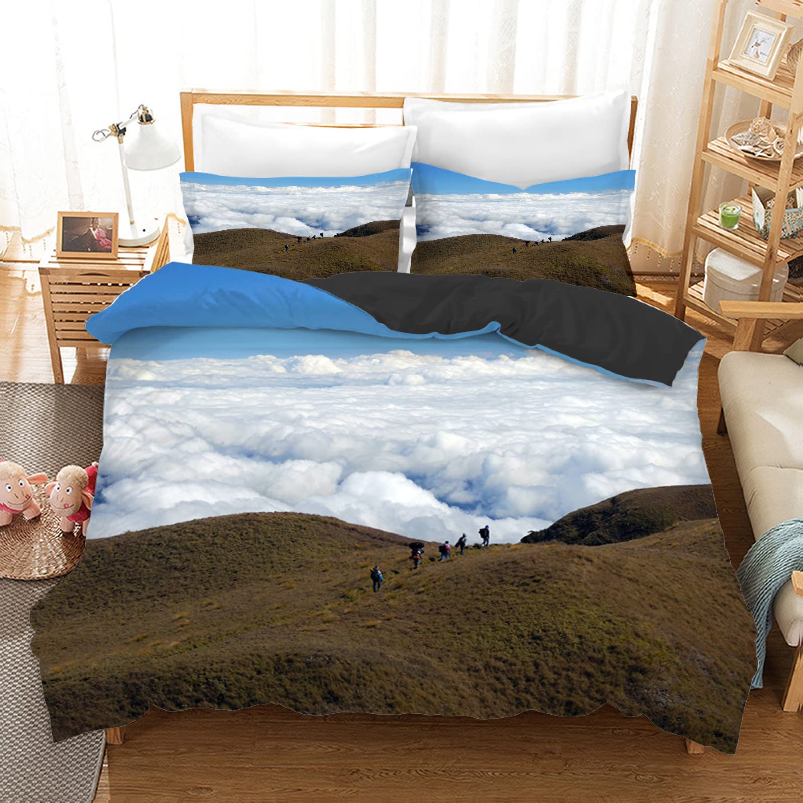 Housse de couette 90x190 110g/m² microfibre hypoallergénique nuages