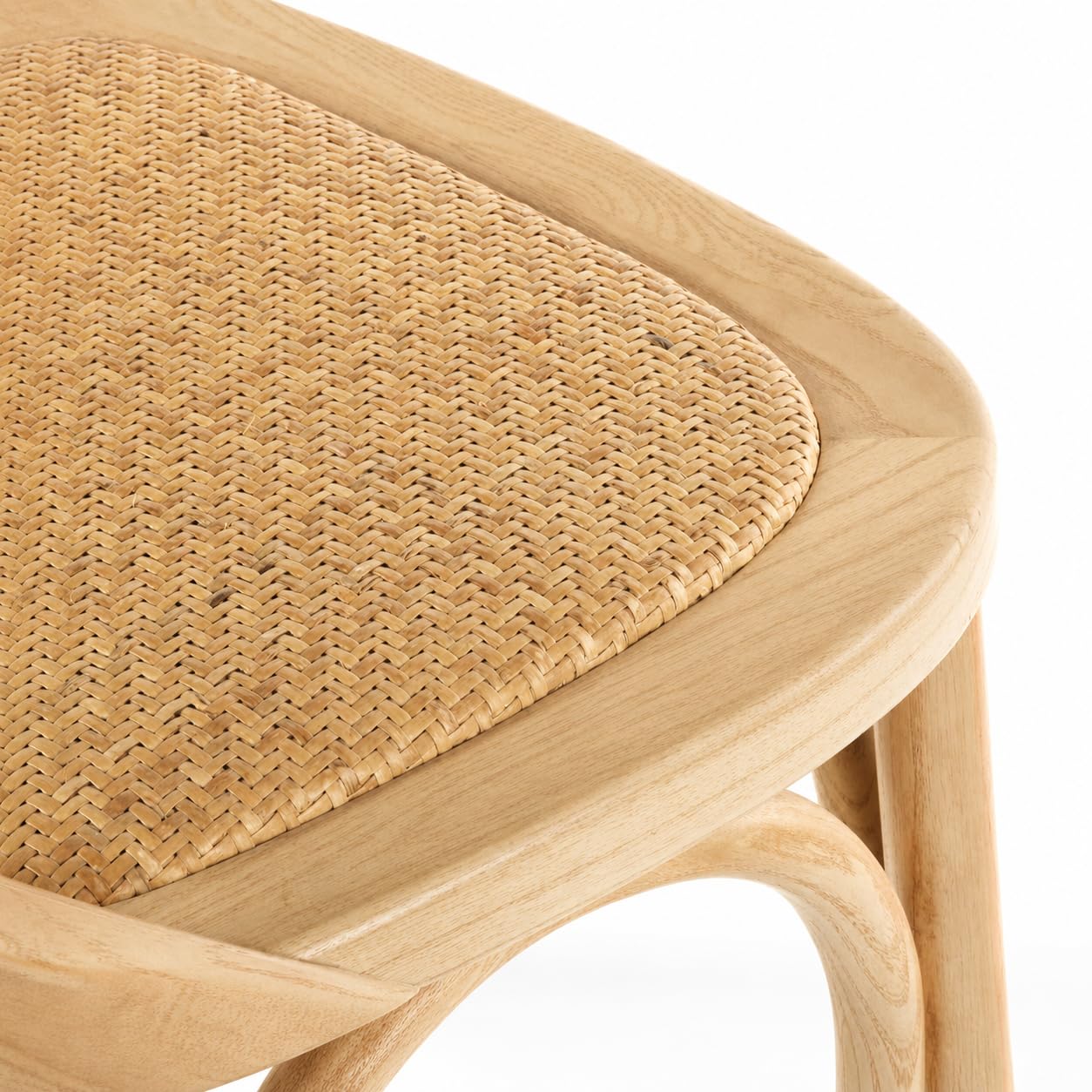 DUPI Pack de 4 Sillas de Madera Clásica de Ratán Trenzado | Estilo Rústico | Asiento Cómodo para Comedor, Cocina y Salón | 48 x 52,5 x 89 cm