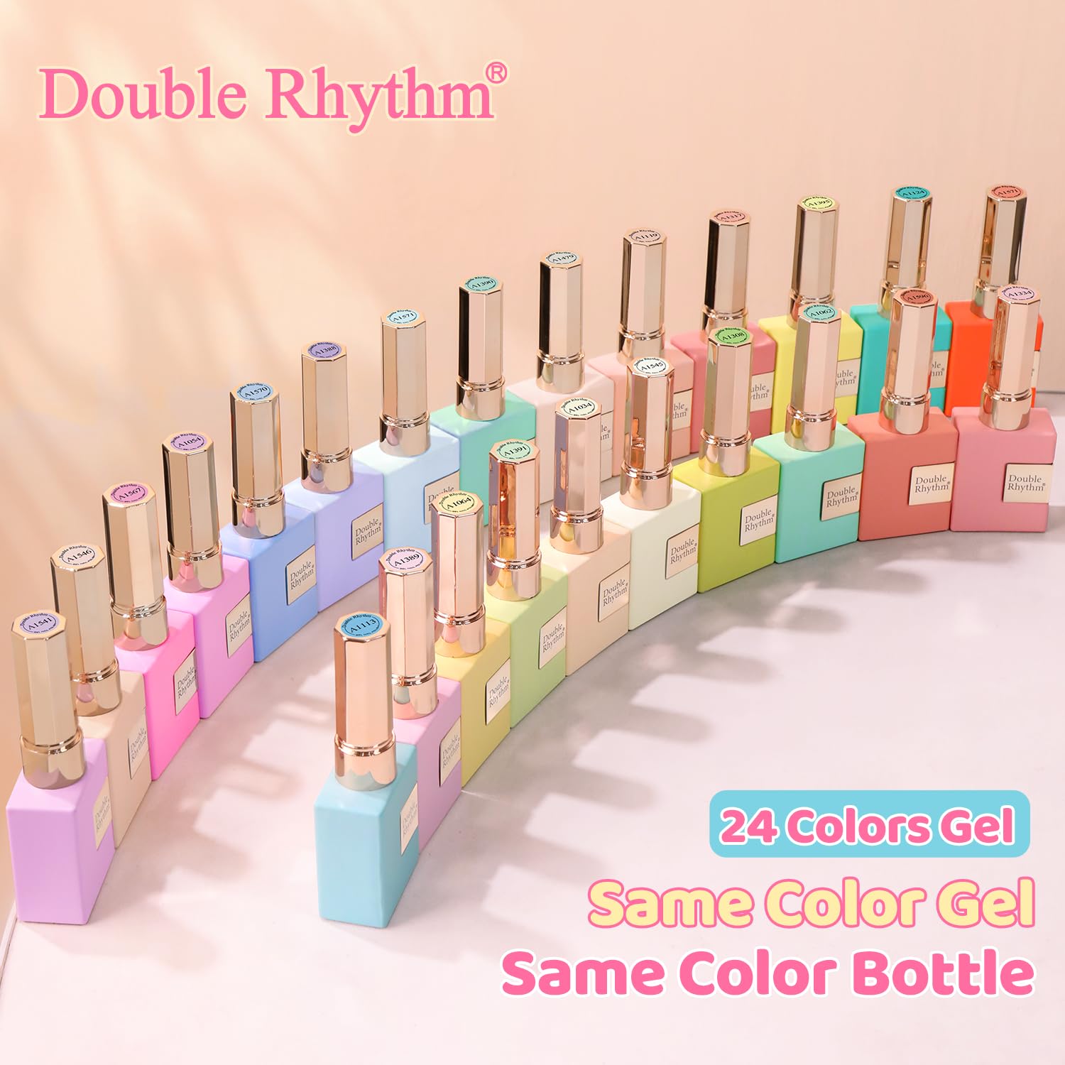 Double Rhythm Juego de 28 esmaltes de uñas de gel de 1 onza/0.5 onzas, juego de esmaltes de uñas de gel extraíbles del mismo color para manicura y arte de uñas, ideal para salón de belleza o Cas