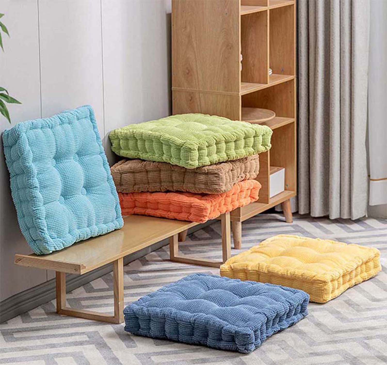 Cuscino rialzista spesso 10 cm, in cotone, quadrato, per casa, ufficio e auto, per uso interno ed esterno, grigio scuro (50 x 50 x 10 cm)