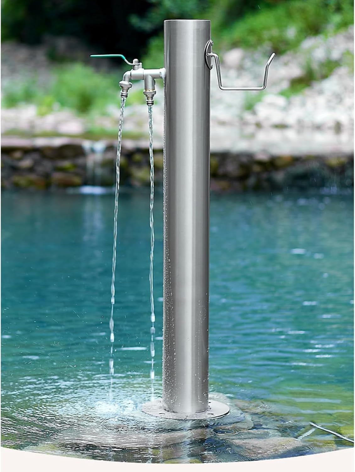 Stainless Steel Outdoor Garden Water Column Faucet, Freestanding Floor Tap with Hose Bracket, Durable Fountain for Backyard & Patio, 6 Points (25mm)