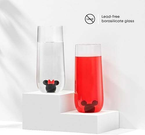 Miniatura 5 de JoyJolt Disney Mickey Mouse, Icon Highball Glass 2 vasos de vidrio para beber. Vasos de 14 onzas de alto para bebidas. Vasos de cóctel, cristalería