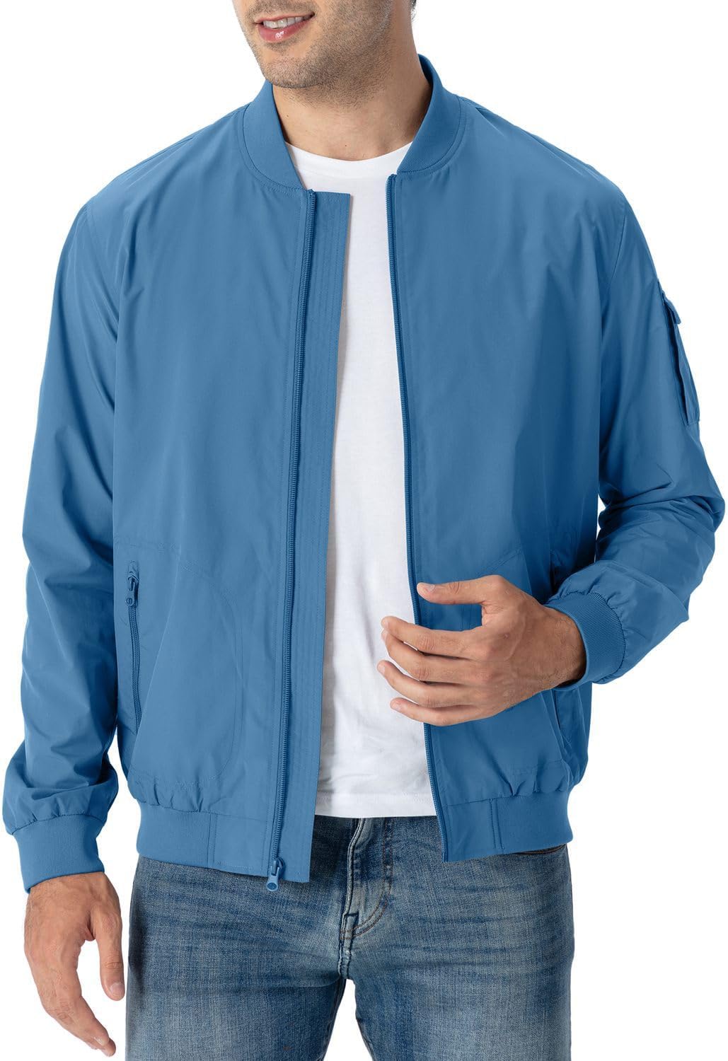 Men's Lightweight Bomber Jacket Causal Fashion Stylish Windbreaker Light Jacket thumbnail
