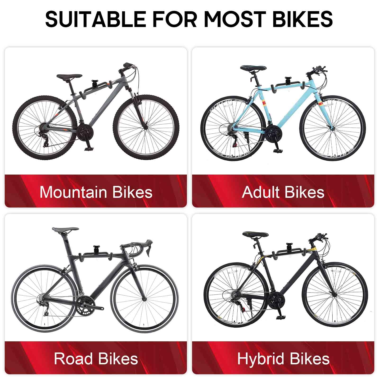 Fahrrad Wandhalterung 2 Stück, Faltbarer Garage Fahrradhalter Verstellbare horizontale Fahrradaufhängung Wand, Einstellbare Länge, Fahrradaufhänger für Mountainbikes, Rennräder und Hybridräder
