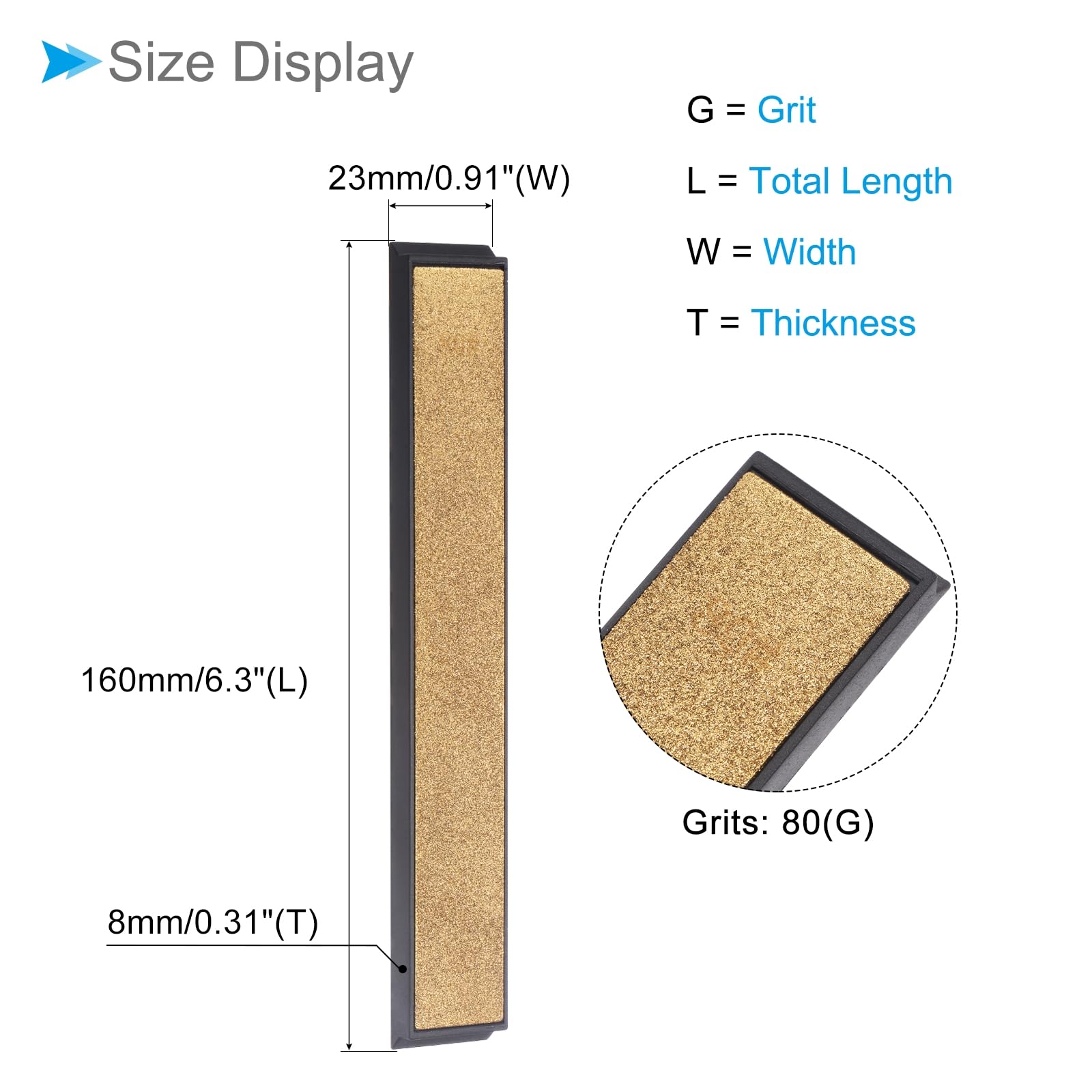 CoCud Diamond Sharpening Stone, 80 Grit 6" x 0.8" Total Size, Titanium Coated Whetstone Sharpener Abrasive Tool - Image 2