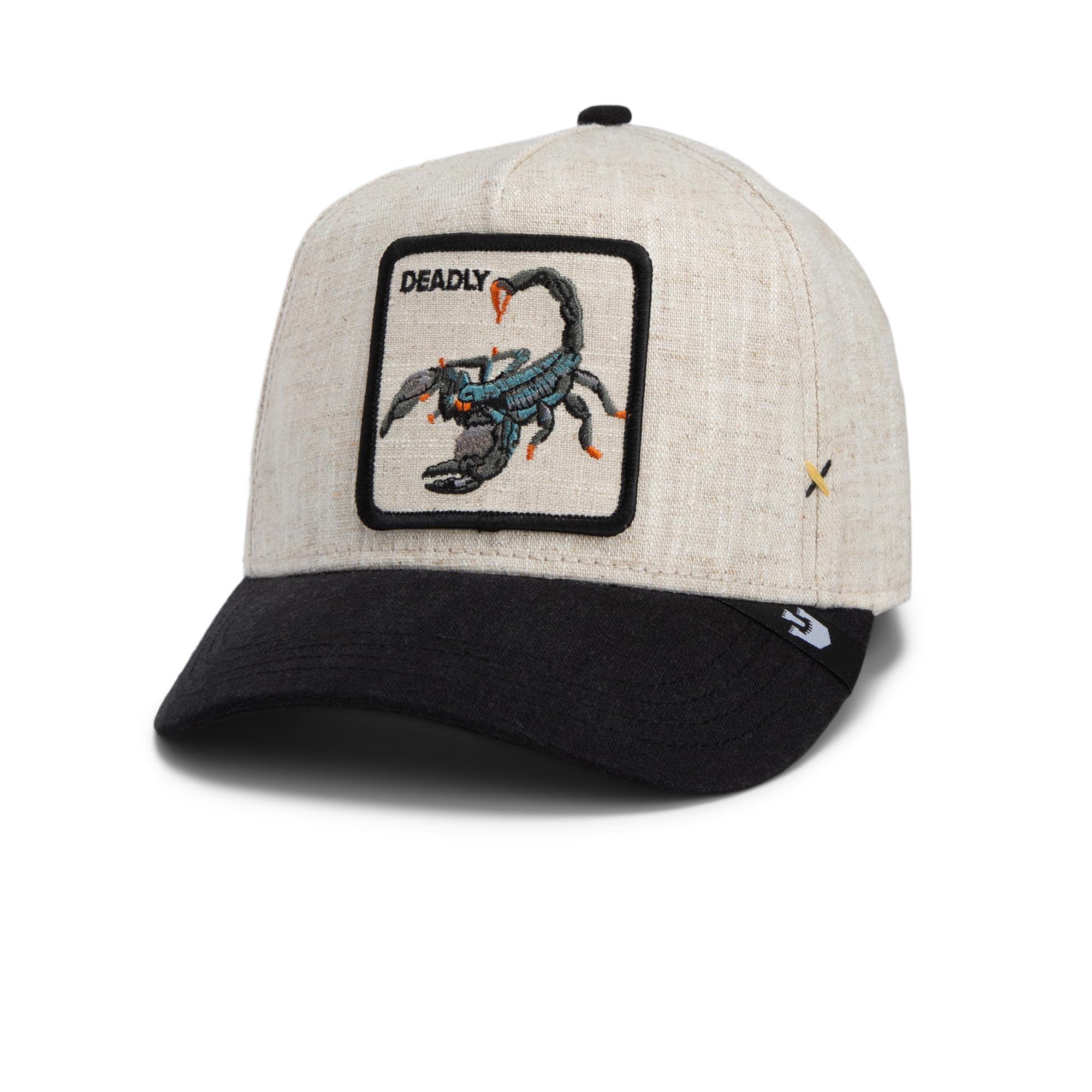 Goorin Bros. Lethal Linen CapBros. Women/Men/Snapback - Curved Brim Cap Baseball Trucker Snapback, with Peak, Peak All-Season Spring Summer Autumn Winter - One Size Black-Beige