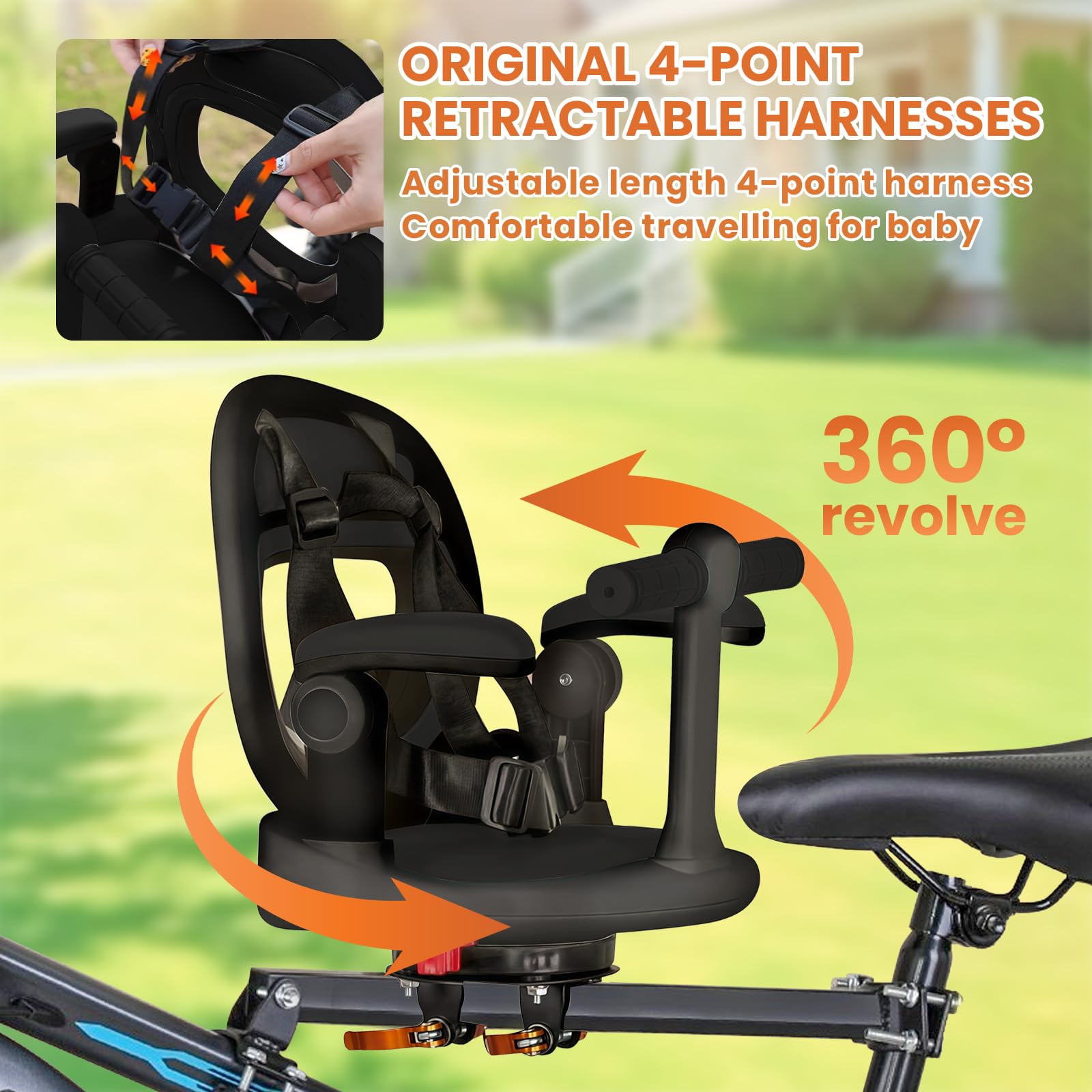 auvstar Asientos De Bicicleta Montados Delanteros para Niños,Asiento Infantil para Bicicleta De Montaña,Infantil Delantero Plegable