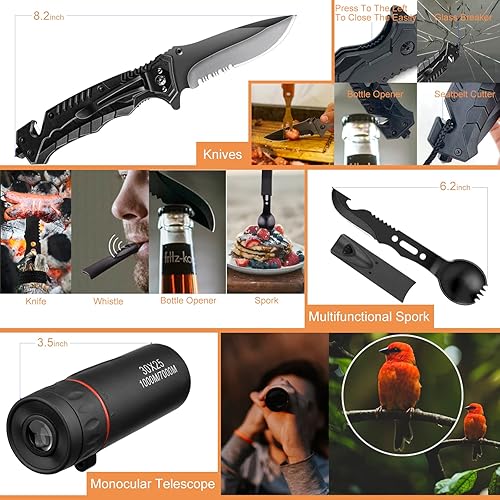 Miniatura 2 de Kit de supervivencia 34 en 1, equipo de supervivencia táctico de emergencia, accesorios de herramientas de camping, regalos para hombres, rellenos