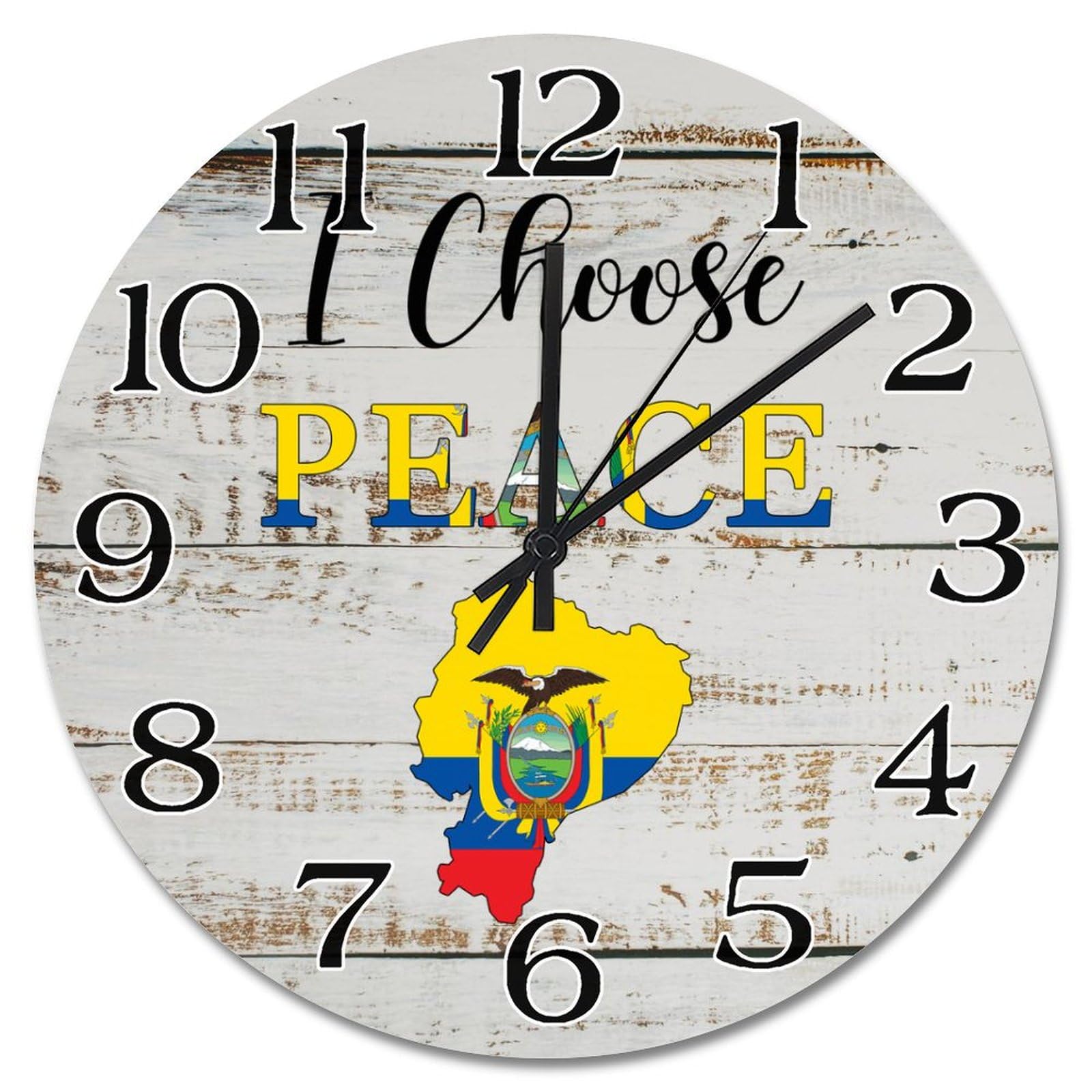 Horloge murale en bois Équateur 25cm silencieuse vintage décor