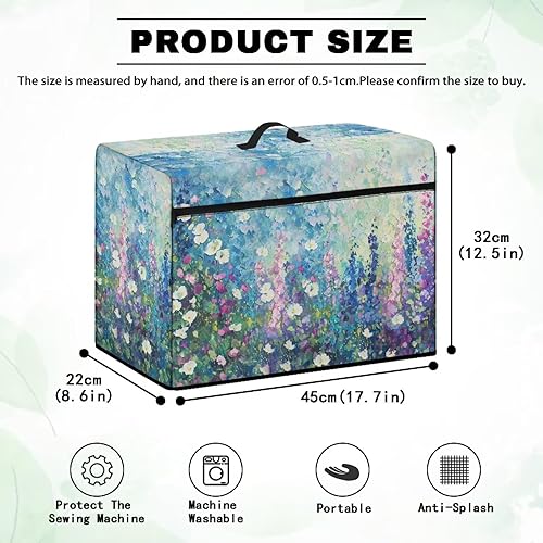 Miniatura 271 de Mumeson Cubierta antipolvo para máquina de coser de gatos negros con flores, para la mayoría de máquinas de coser estándar, plegable, duradera